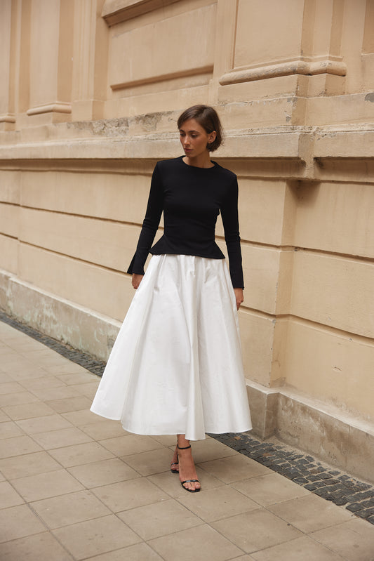 Annalise white Cotton Maxi Skirt